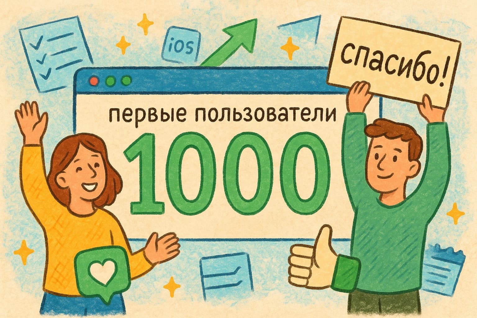 Первые 1000 пользователей — спасибо, что вы с нами!